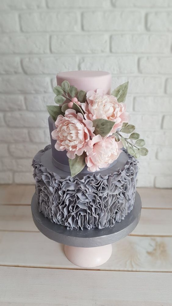 Blush Peony Ruffle Cream Cake
