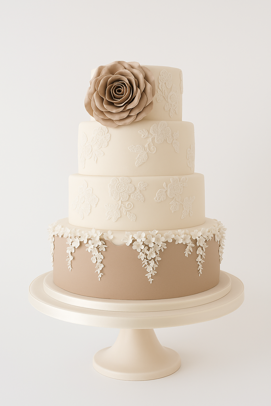 Ivory Blossom Flower Elegance Combination Cake