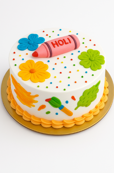 Holi Doodle Fun Celebration Cake