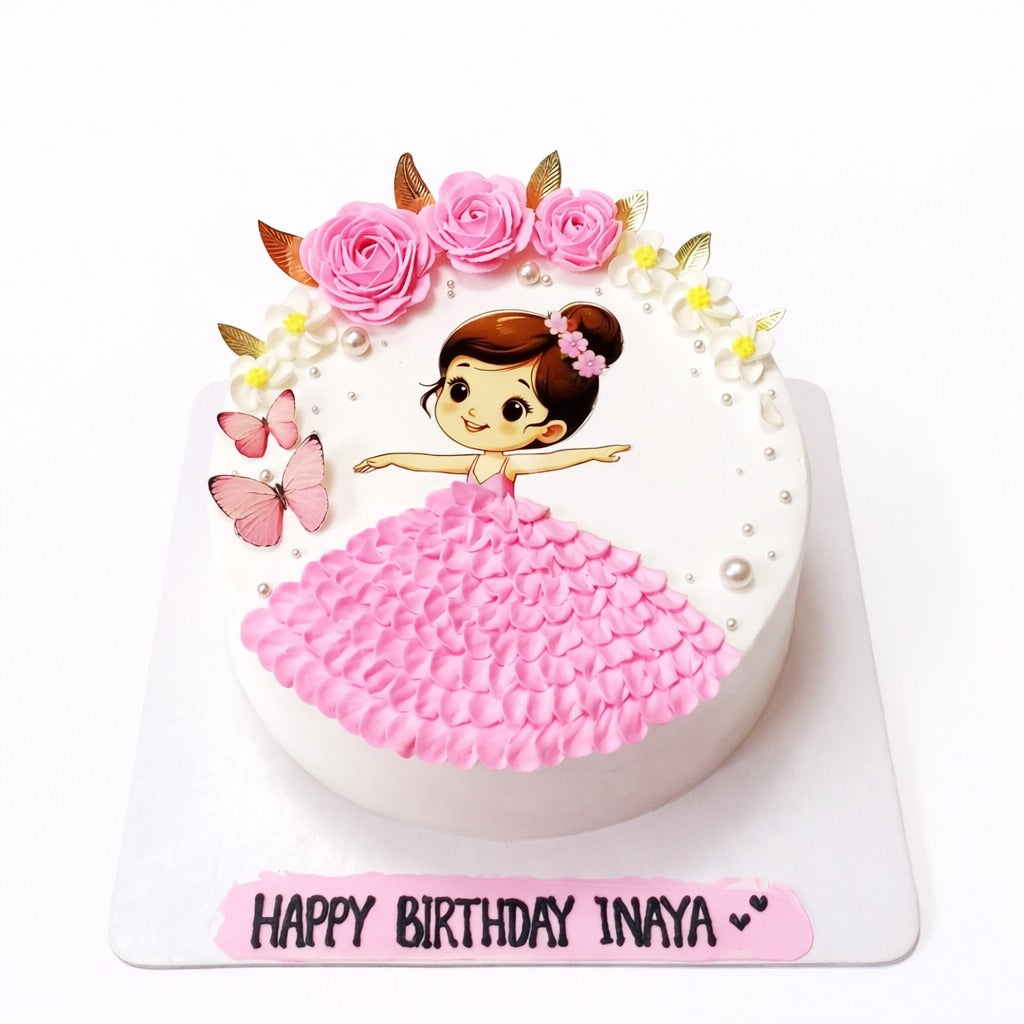 Pink Princess Ballerina Cream Cake