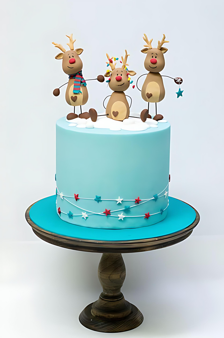 Reindeer Family Christmas Cake