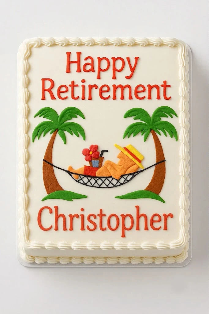Tropical Hammock Retirement Cream Cake